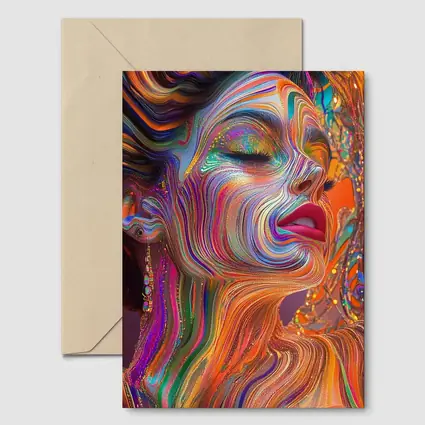 Colorful Swirling Paint Woman Face Art