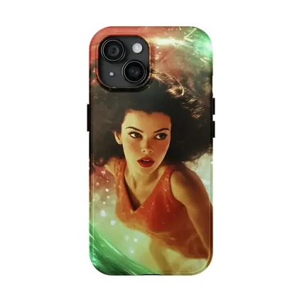 Woman Floating in Cosmic Swirl Fantasy