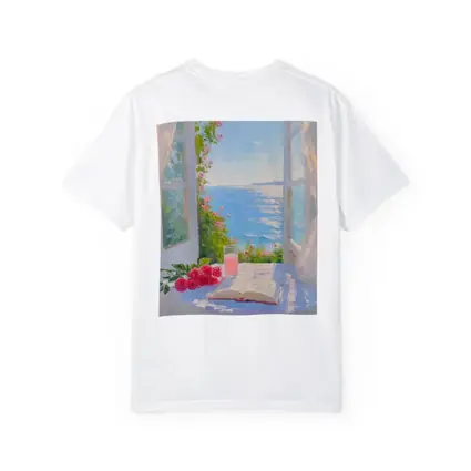 Oil Painting Roses Book Ocean Window View