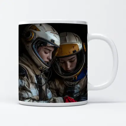 Two Astronauts In Worn Space Suits
