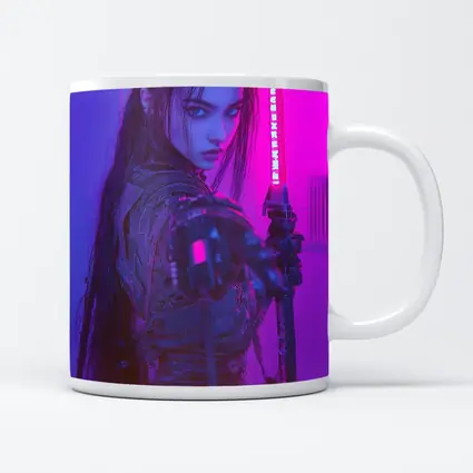 Cyberpunk Warrior Woman Neon Purple Light