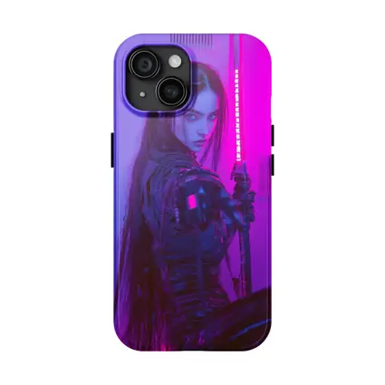 Cyberpunk Warrior Woman Neon Purple Light