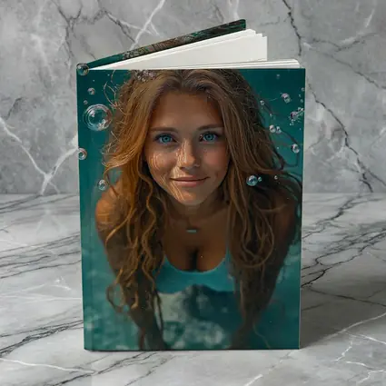 Young Woman Swimming Underwater Blue Pool