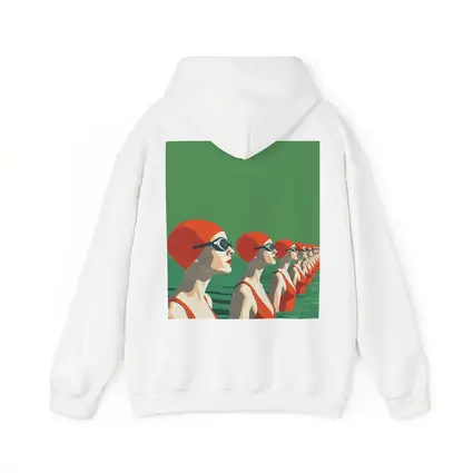 Retro Swimmers Red Caps Green Water