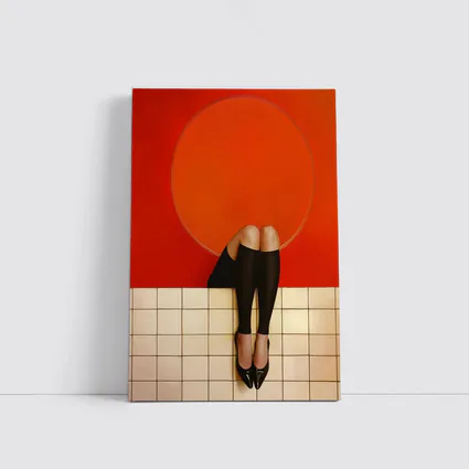 Woman Legs Red Wall Circle Geometric