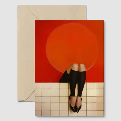 Woman Legs Red Wall Circle Geometric