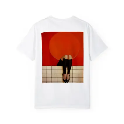 Woman Legs Red Wall Circle Geometric