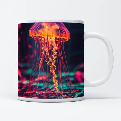 Neon Jellyfish Glowing Dark Cyberpunk Ocean