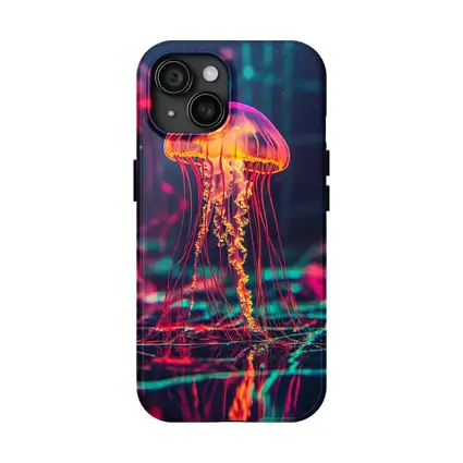 Neon Jellyfish Glowing Dark Cyberpunk Ocean