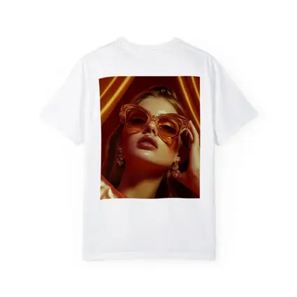 Woman Orange Cat Eye Sunglasses Gold Backdrop