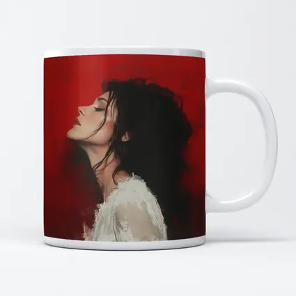 Woman Profile Portrait Red Abstract Background