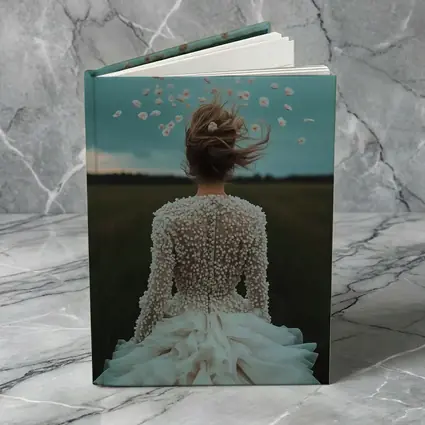 Woman White Dress Petals Flying Field