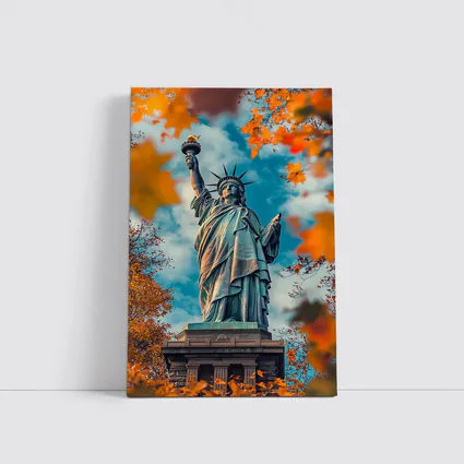 Statue of Liberty Autumn Foliage Sky
