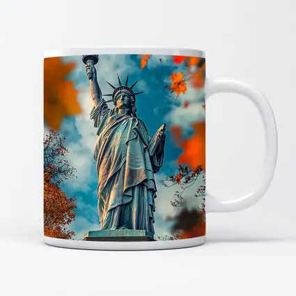 Statue of Liberty Autumn Foliage Sky