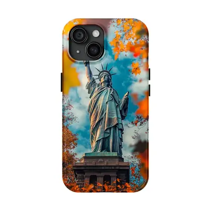 Statue of Liberty Autumn Foliage Sky