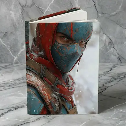 Red Blue Ninja Warrior Snowy Winter Background
