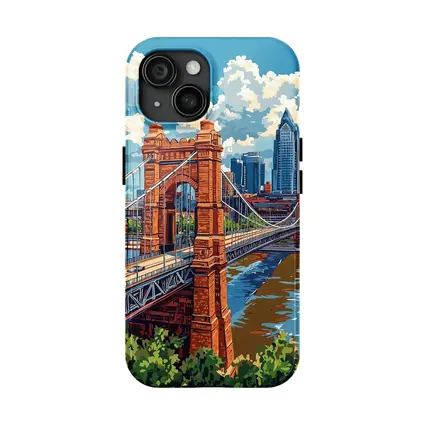 Roebling Suspension Bridge Cincinnati Skyline Art