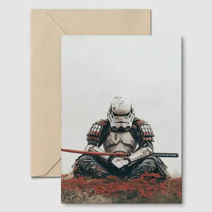 Samurai Stormtrooper Sitting Red Autumn Field