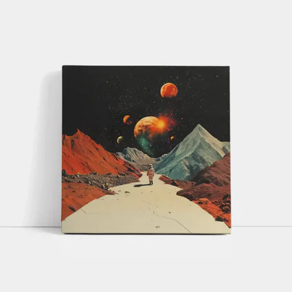 Astronaut Walking Alien Planet Retro Space
