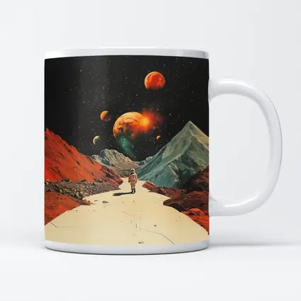 Astronaut Walking Alien Planet Retro Space
