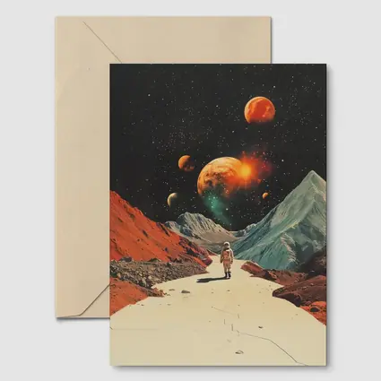 Astronaut Walking Alien Planet Retro Space