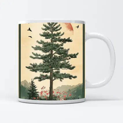 Pine Tree Mountain Landscape Japanese Minimal Art
