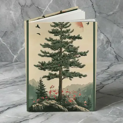 Pine Tree Mountain Landscape Japanese Minimal Art