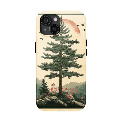 Pine Tree Mountain Landscape Japanese Minimal Art