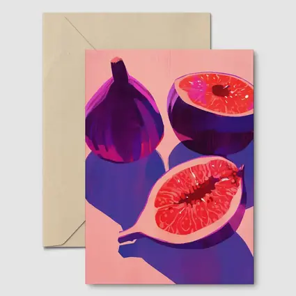 Purple Figs Still Life Pink Background