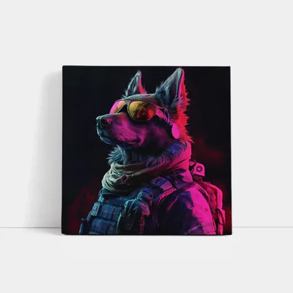 German Shepherd Tactical Gear Neon Dark Background