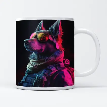 German Shepherd Tactical Gear Neon Dark Background