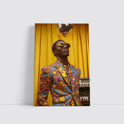 African Print Suit Man Disco Ball Yellow