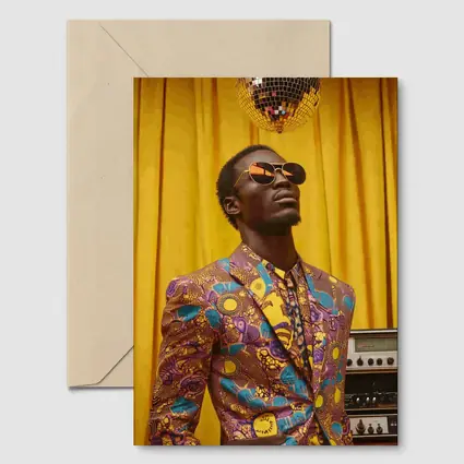 African Print Suit Man Disco Ball Yellow