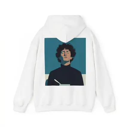 Young Man Holding Bowl Eyes Closed Blue