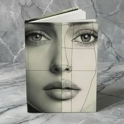 Woman Face Split Photo Sketch Portrait