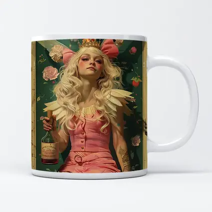 Fairy Queen Blonde Woman Pink Floral Background