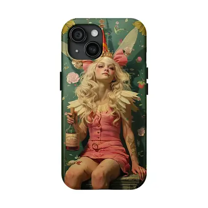 Fairy Queen Blonde Woman Pink Floral Background