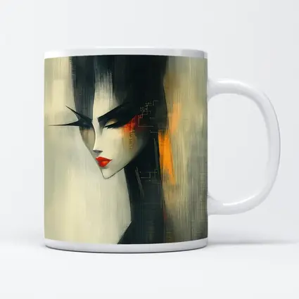 Japanese Woman Portrait Dark Painterly Art