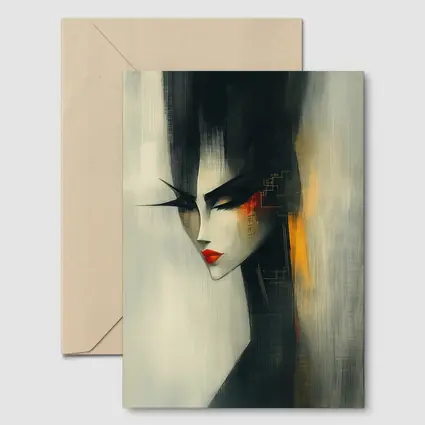 Japanese Woman Portrait Dark Painterly Art