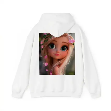 Cartoon Girl Pink Flowers Fantasy Garden
