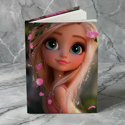 Cartoon Girl Pink Flowers Fantasy Garden