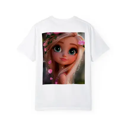 Cartoon Girl Pink Flowers Fantasy Garden