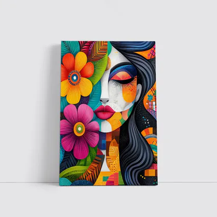 Colorful Floral Woman Abstract Pop Art
