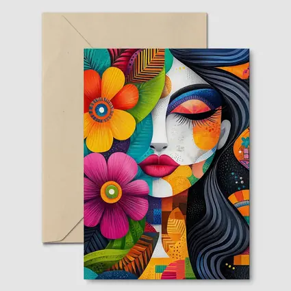 Colorful Floral Woman Abstract Pop Art