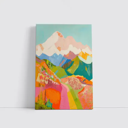 Colorful Mountain Valley Landscape Painting Art