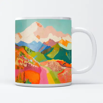 Colorful Mountain Valley Landscape Painting Art