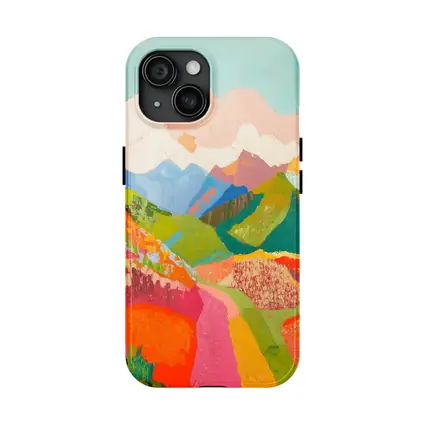 Colorful Mountain Valley Landscape Painting Art