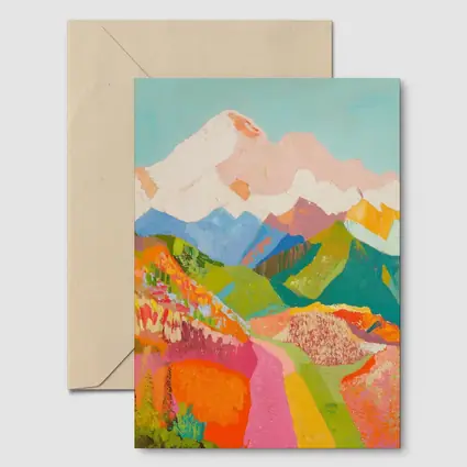 Colorful Mountain Valley Landscape Painting Art