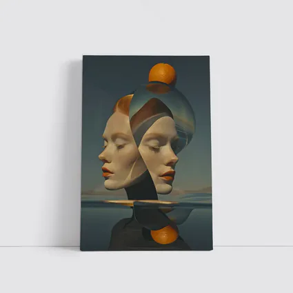 Surreal Double Face Portrait With Orange