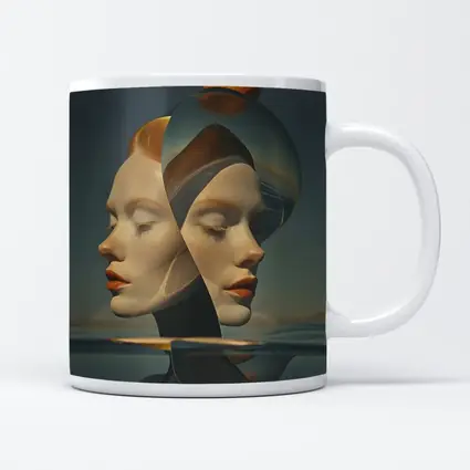 Surreal Double Face Portrait With Orange